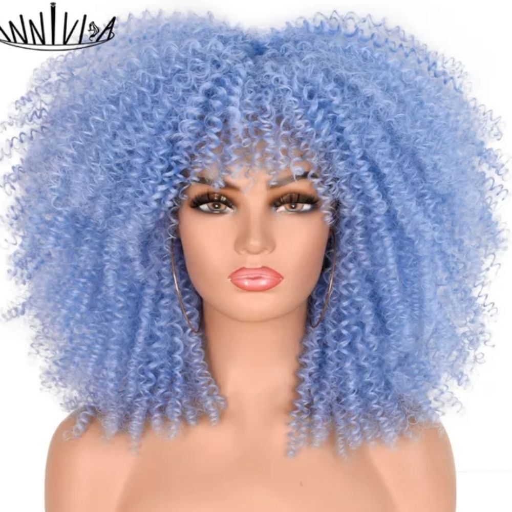 NWOT Curly Blue Wig 💙